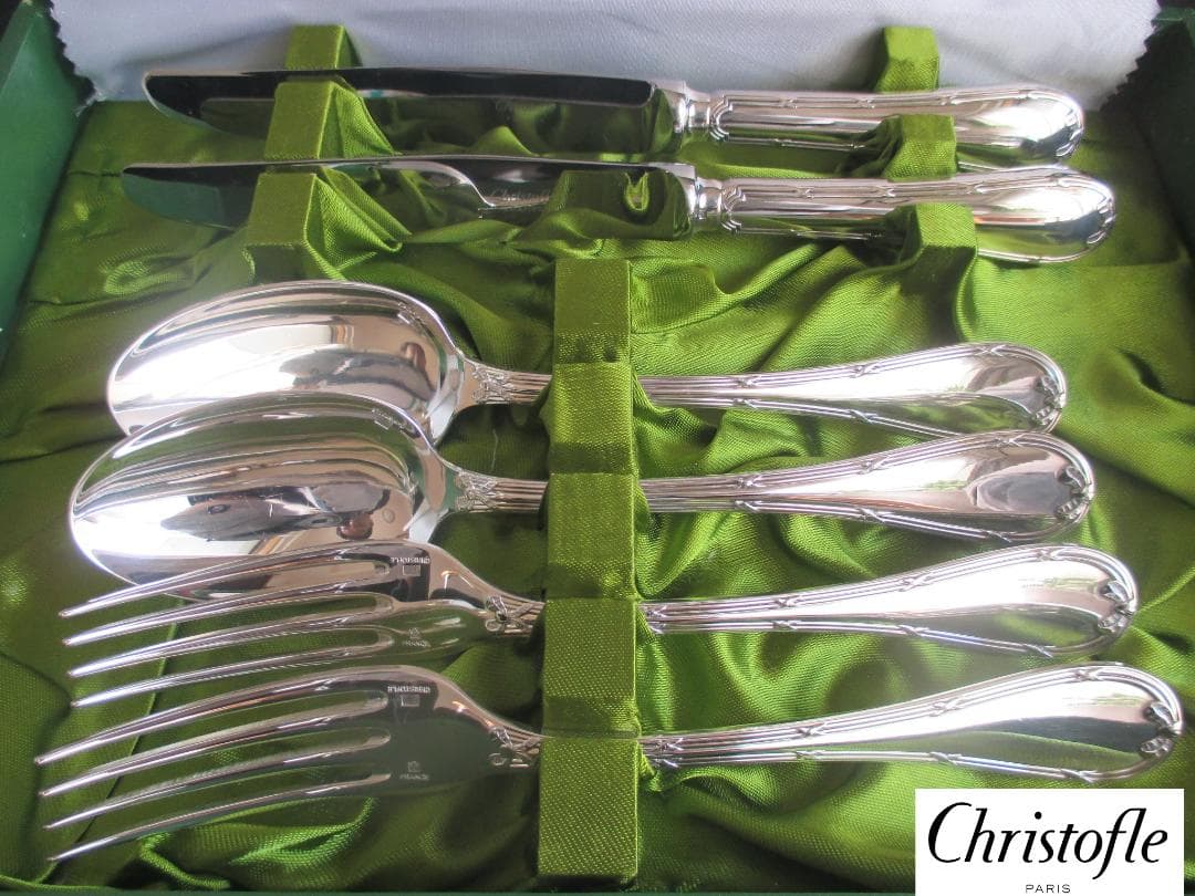 極美品☆仏蘭西高級銀器クリストフルシルバー銀P　カトラリー６本セット　リュバン