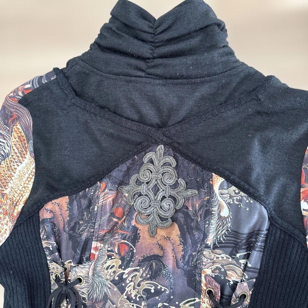 OzzOneste オッズオン オッズオネスト 和柄長袖ひざ丈ワンピース