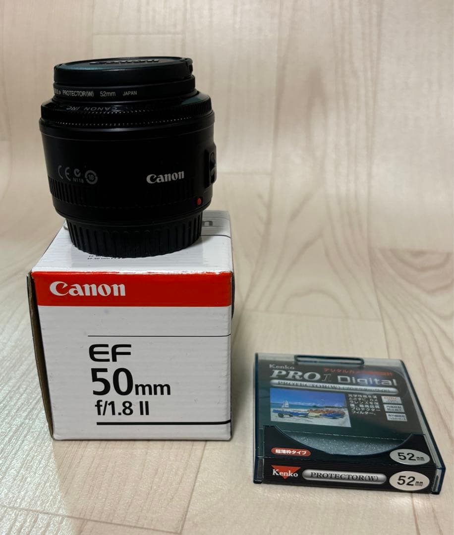 Canon EF50mm F1.8 ii 美品　箱、レンズプロテクター付き