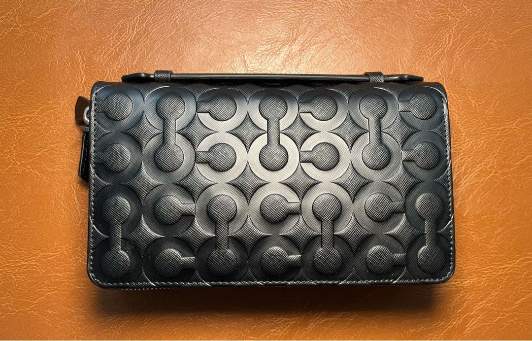 COACH 長財布 ラウンドファスナー 2ZIP 大容量 ネイビー