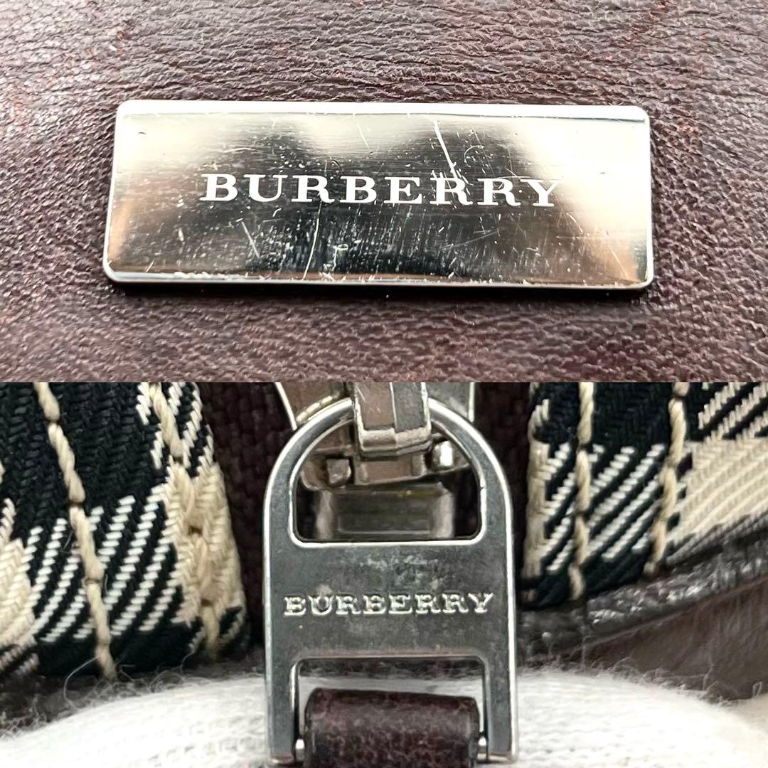 BURBERRY ノバチェック レザー キャンバス ボストンバッグ