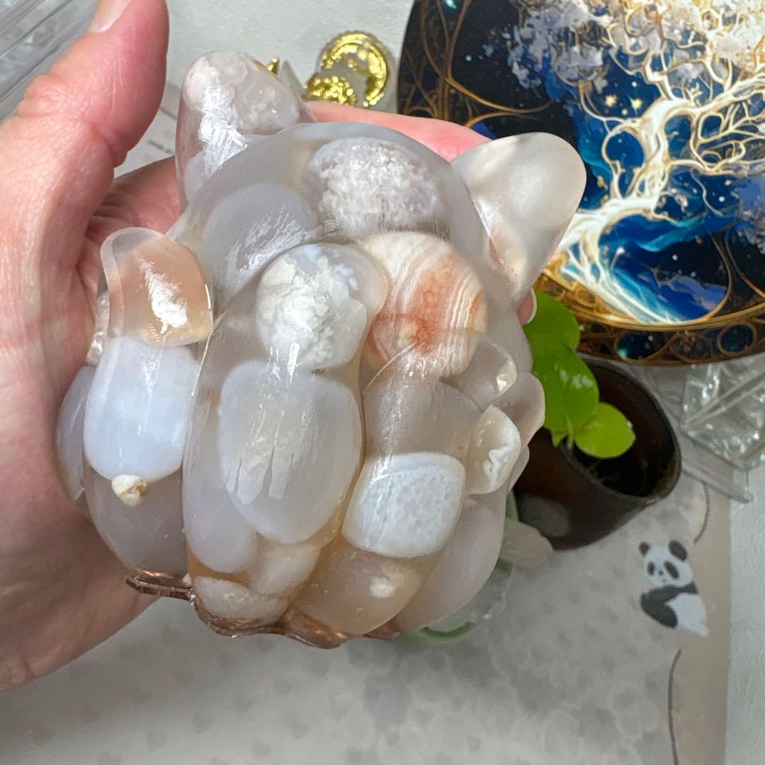 ひまわり様☆専用ページオルゴナイト まん丸の九尾の狐 桜瑪瑙