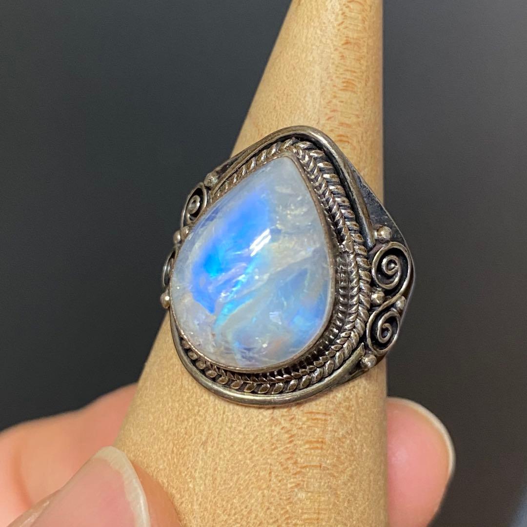 シルバー925 レインボームーンストーン　指輪　リング　 天然石