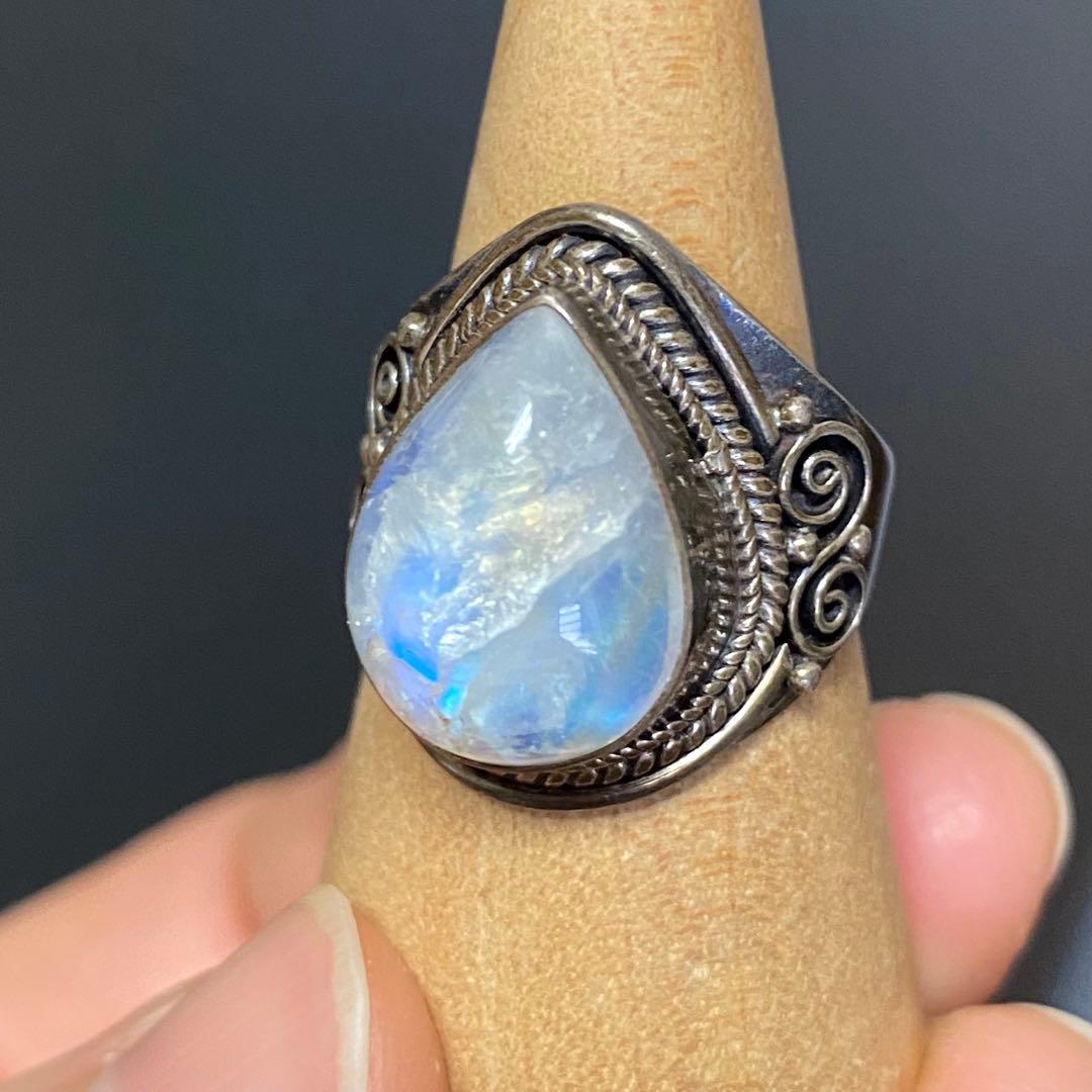 シルバー925 レインボームーンストーン　指輪　リング　 天然石