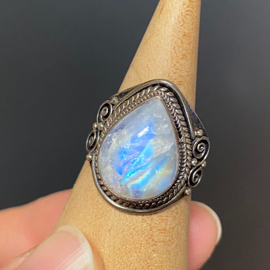 シルバー925 レインボームーンストーン　指輪　リング　 天然石