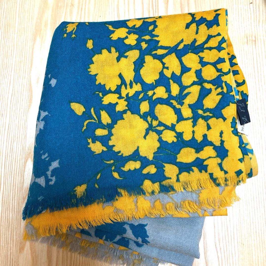 HPFrance 大判ストール　イエロー×ブルー