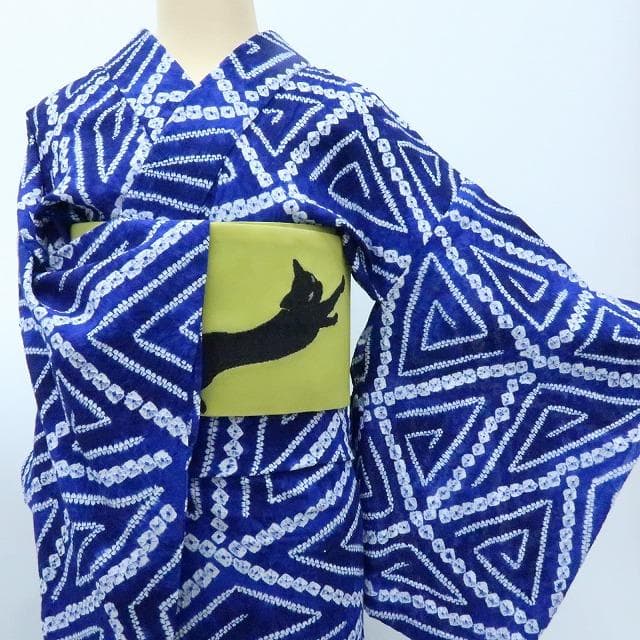 専用Y3377◆有松鳴海絞り 綿 背・胸当て付 手縫い仕立て 高級浴衣