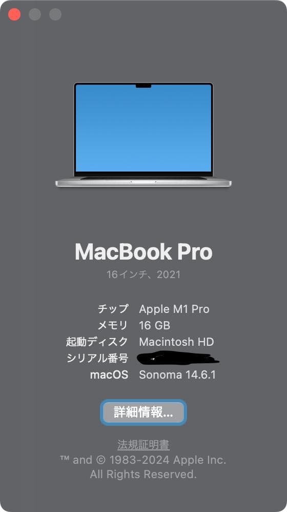 充電器あり Apple M1 Pro 16インチ 512GB 16GB 2021