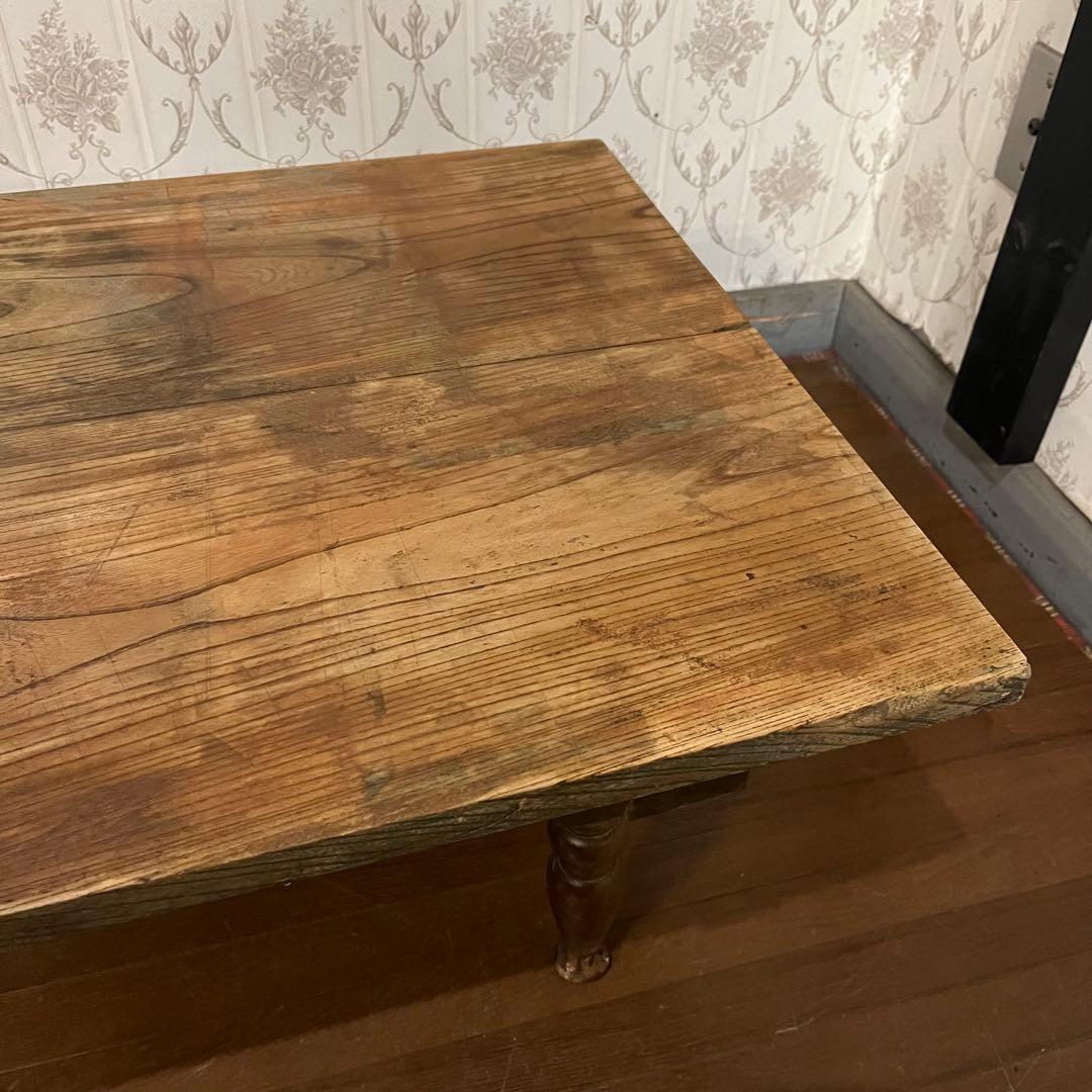 【アンティーク】木製 引出し付 ろくろ足 文机 ローテーブル 座卓 古家具