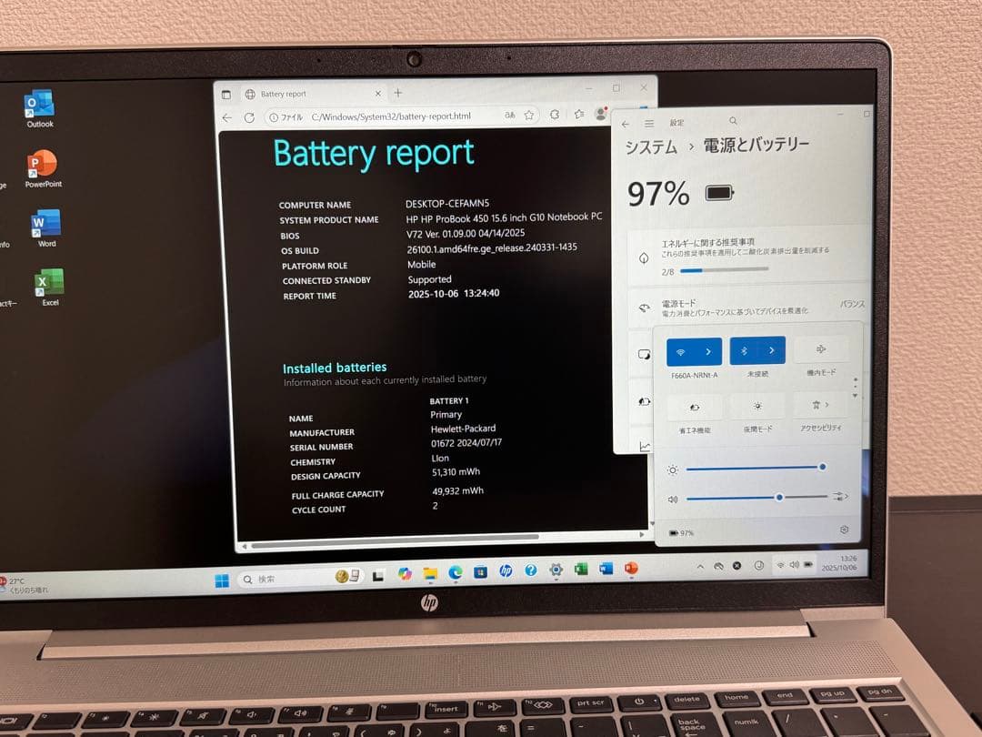 累積31h HP 450/G10 第13世代i5 16GB Office