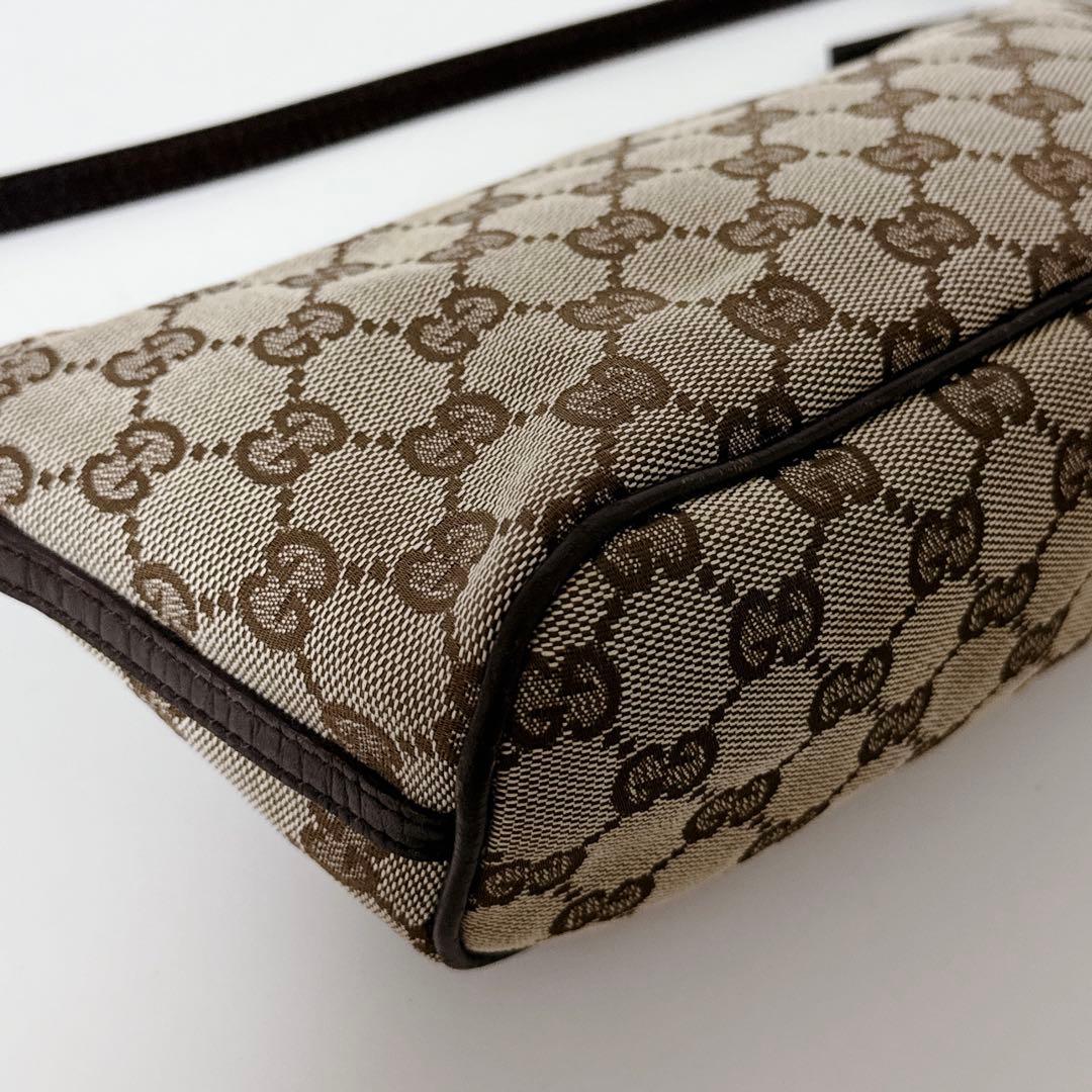 【24時間以内発送】グッチ GGキャンバス レザー アクセサリーポーチ ブラウン