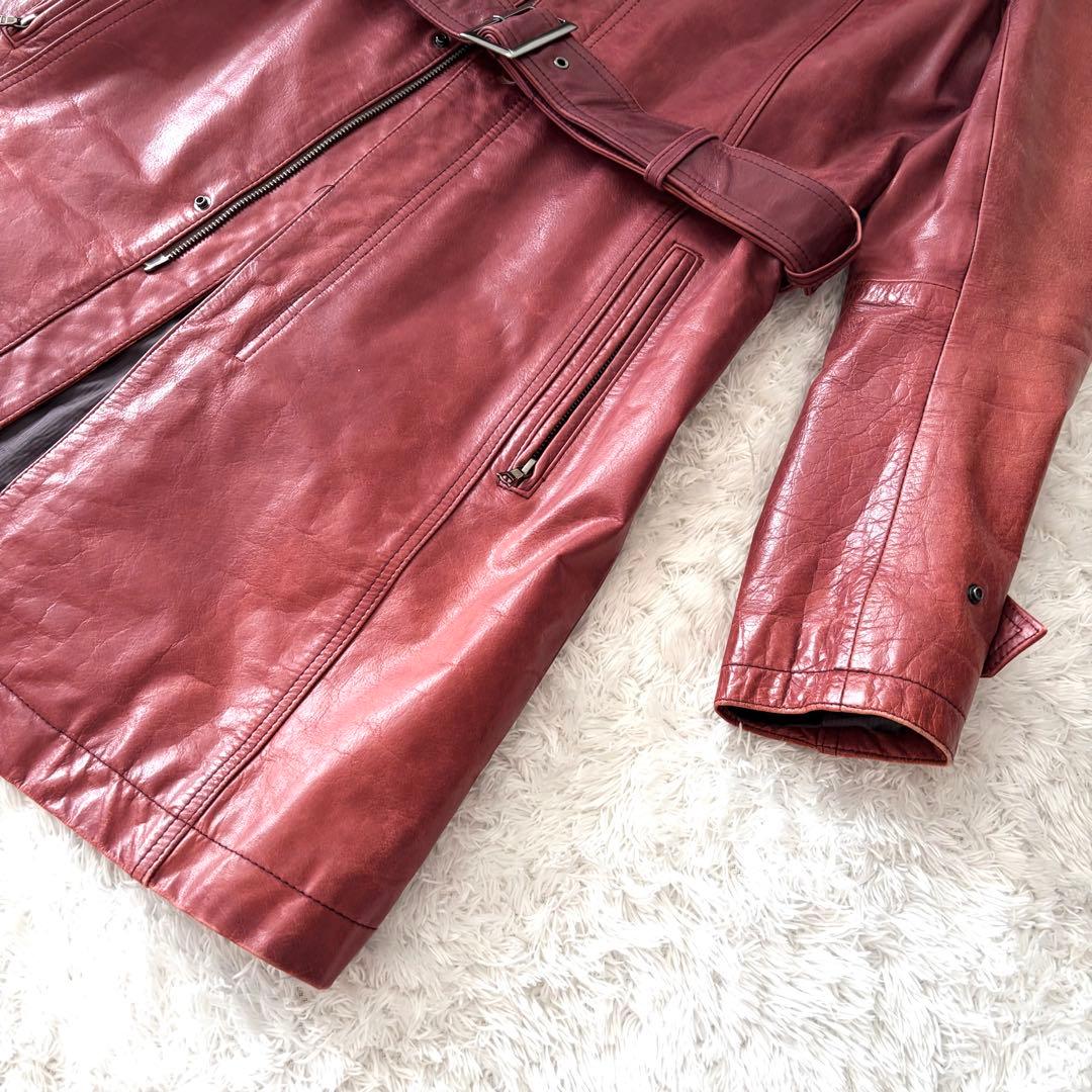 ✨希少色✨ トルネードマート コート レザー ロング ベルト L ファスナー