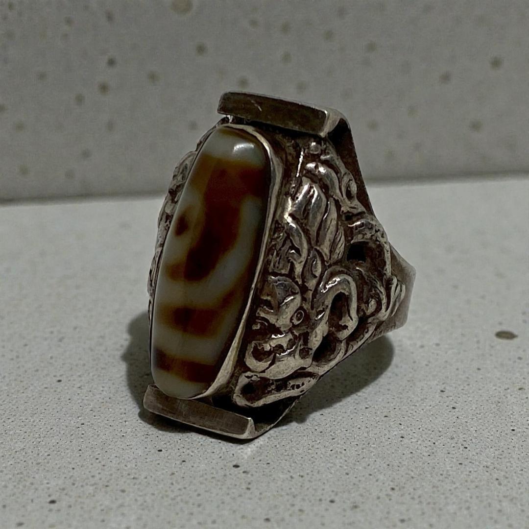 BRDC インディアンジュエリー リング 指輪 20号 アギー 天然石 一眼天珠