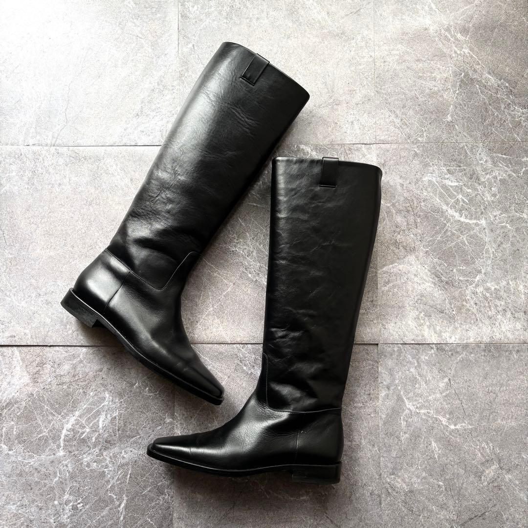 ネブローニ レザー ロングブーツ 37 ブラック NEBULONI E. 本革