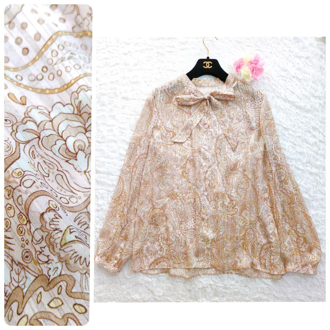 【美品】Leilian　Erica　ボウタイブラウス　ペイズリー　現行