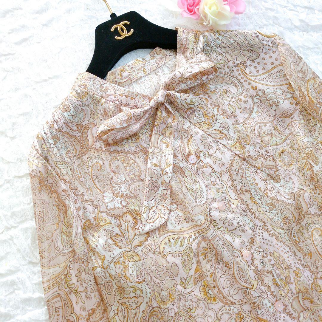 【美品】Leilian　Erica　ボウタイブラウス　ペイズリー　現行
