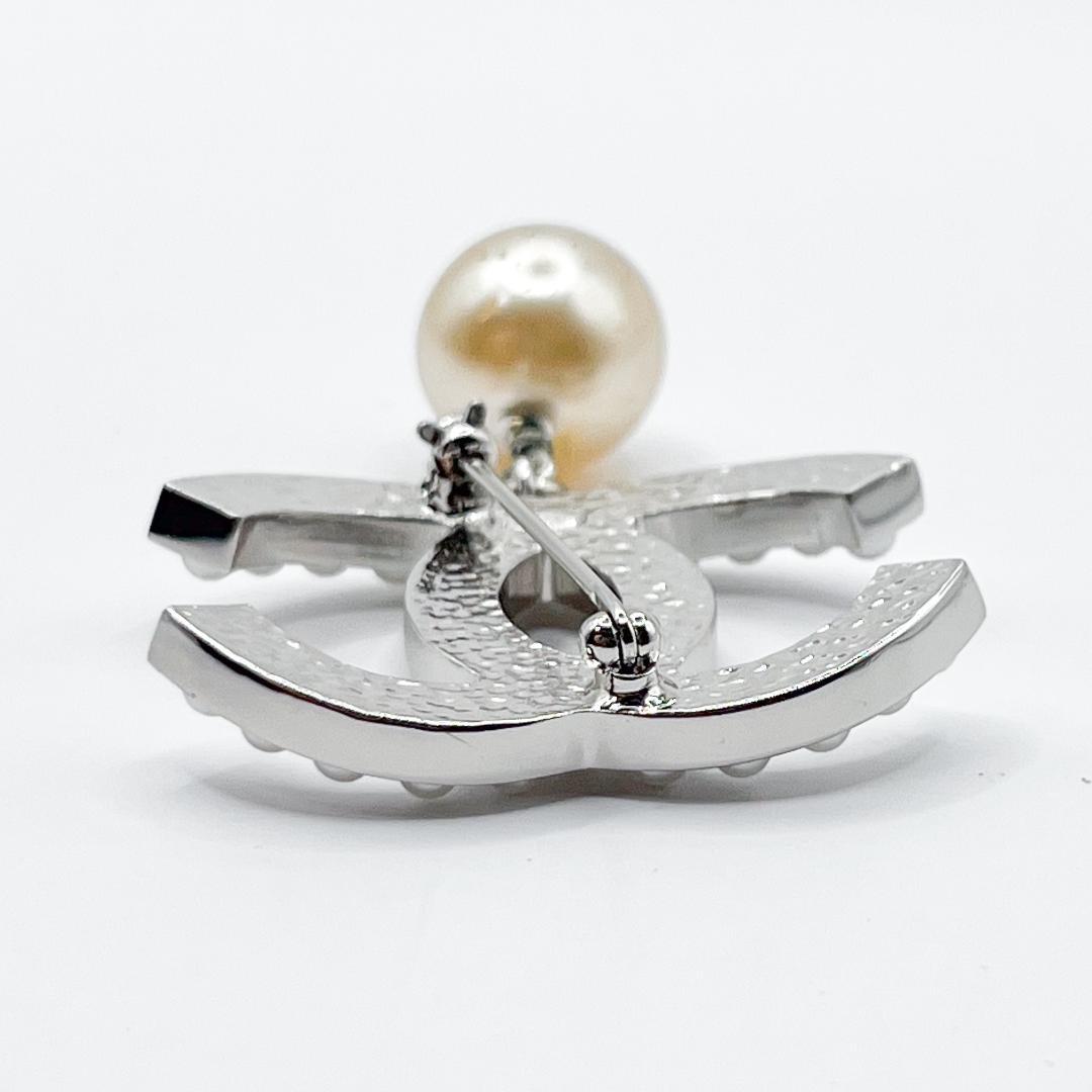 美品★シャネル ブローチ パール シルバー ヴィンテージ ココマーク 06 V