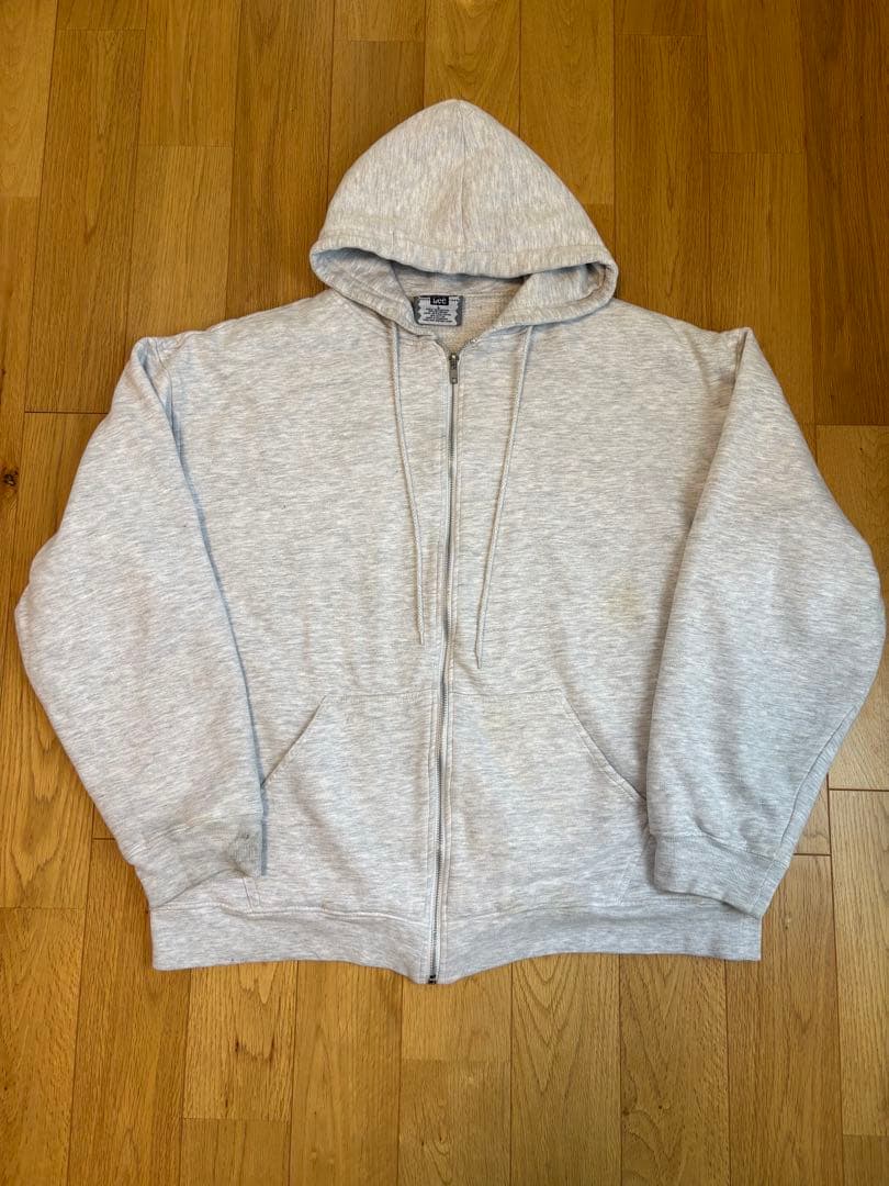 Lee リー 無地 裏サーマル ダブルフェイス ジップパーカー グレー