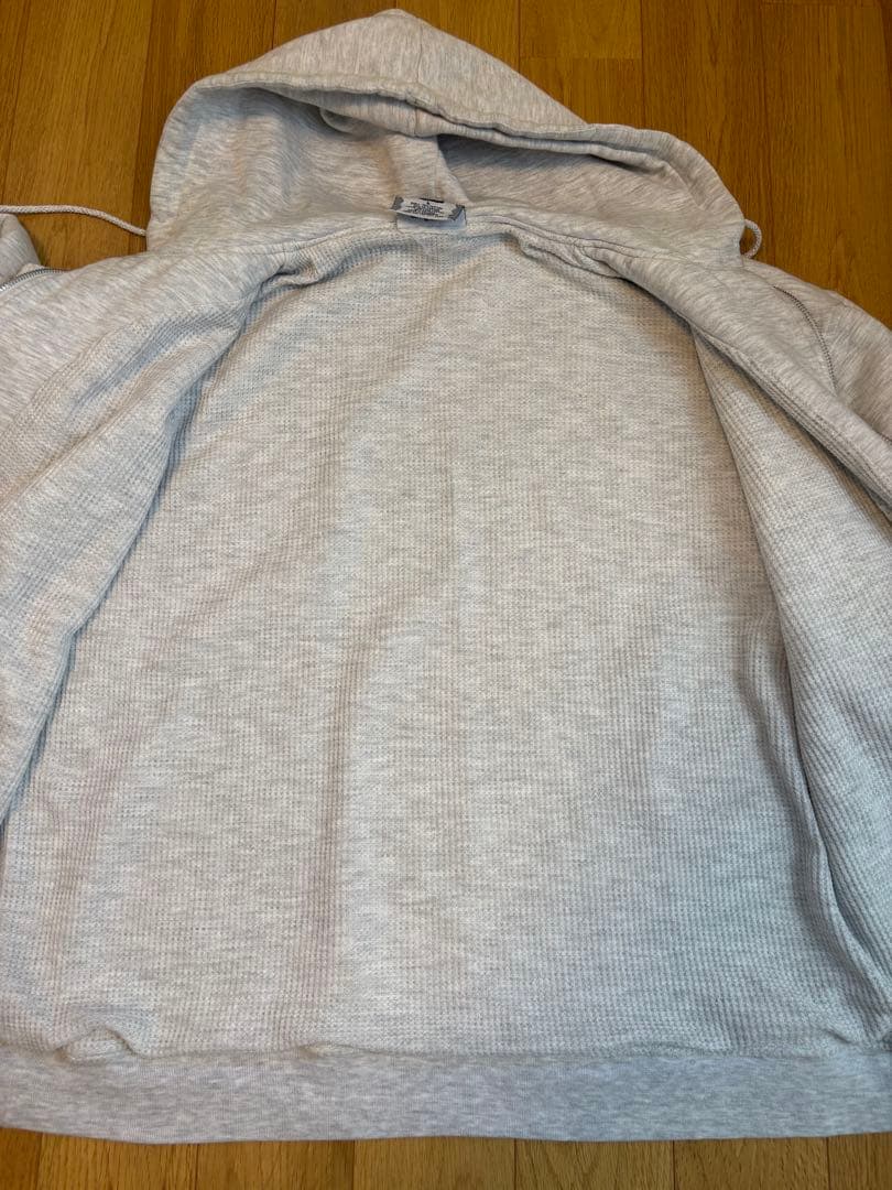 Lee リー 無地 裏サーマル ダブルフェイス ジップパーカー グレー
