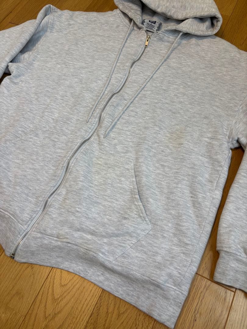 Lee リー 無地 裏サーマル ダブルフェイス ジップパーカー グレー