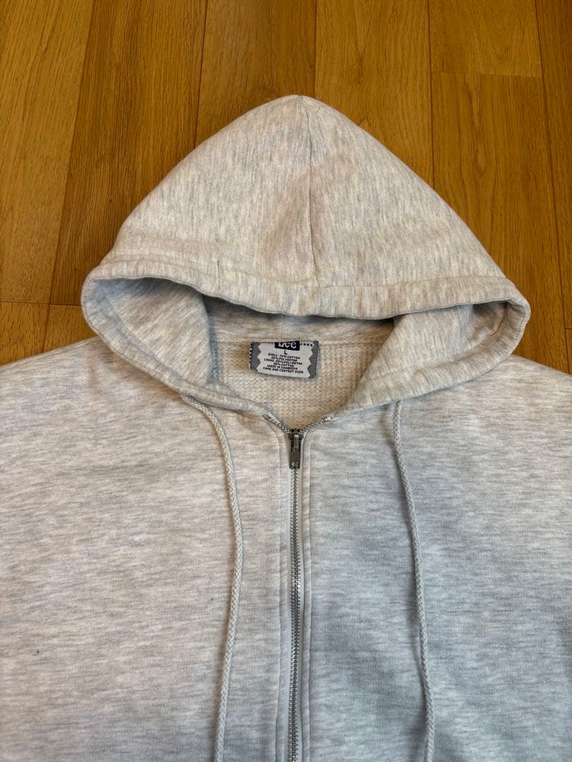 Lee リー 無地 裏サーマル ダブルフェイス ジップパーカー グレー