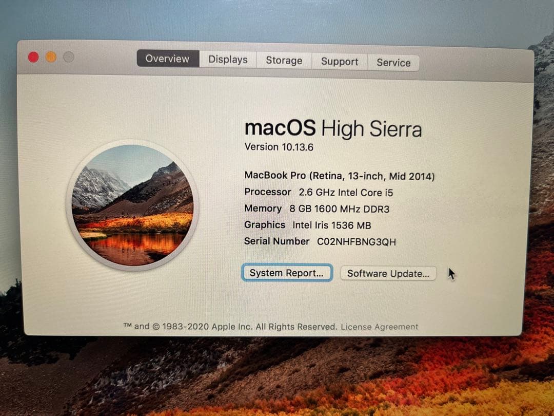 MacBook Pro 13インチ Mid2014, 128GB SSD