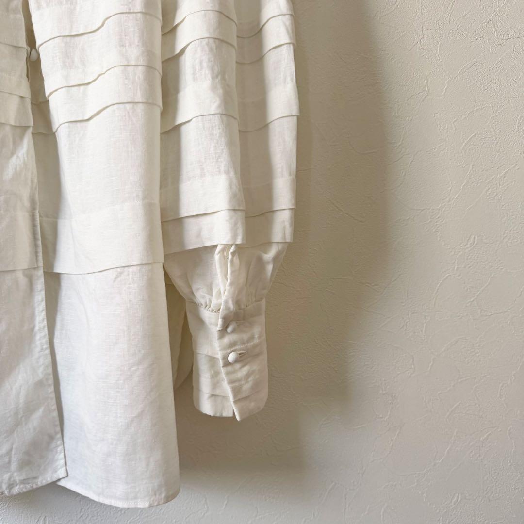 VERMEIL par iena リネン100ランダムタックフェミニンブラウス