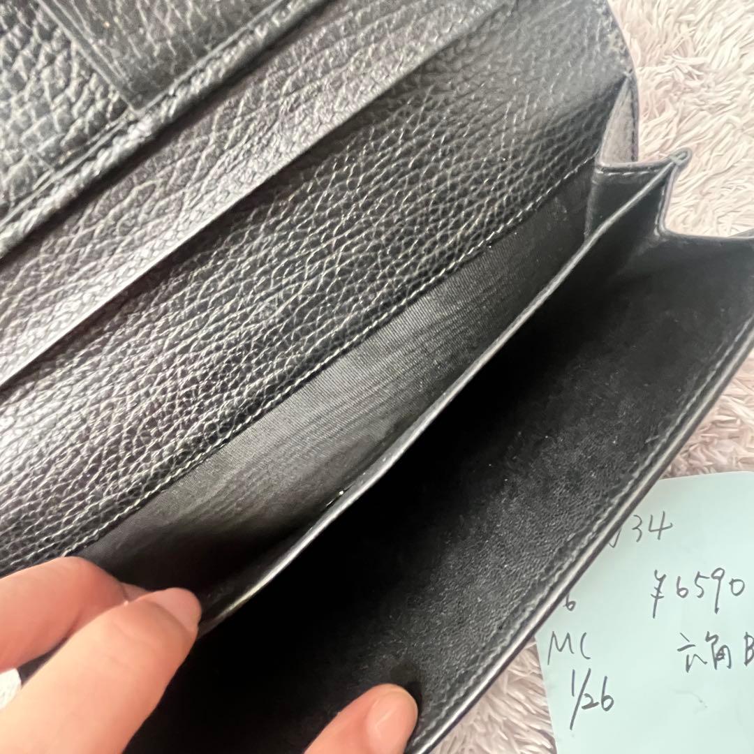 GUCCI✨GGキャンバス シルバーロゴ　Wホック ブラック　シボレザー　長財布