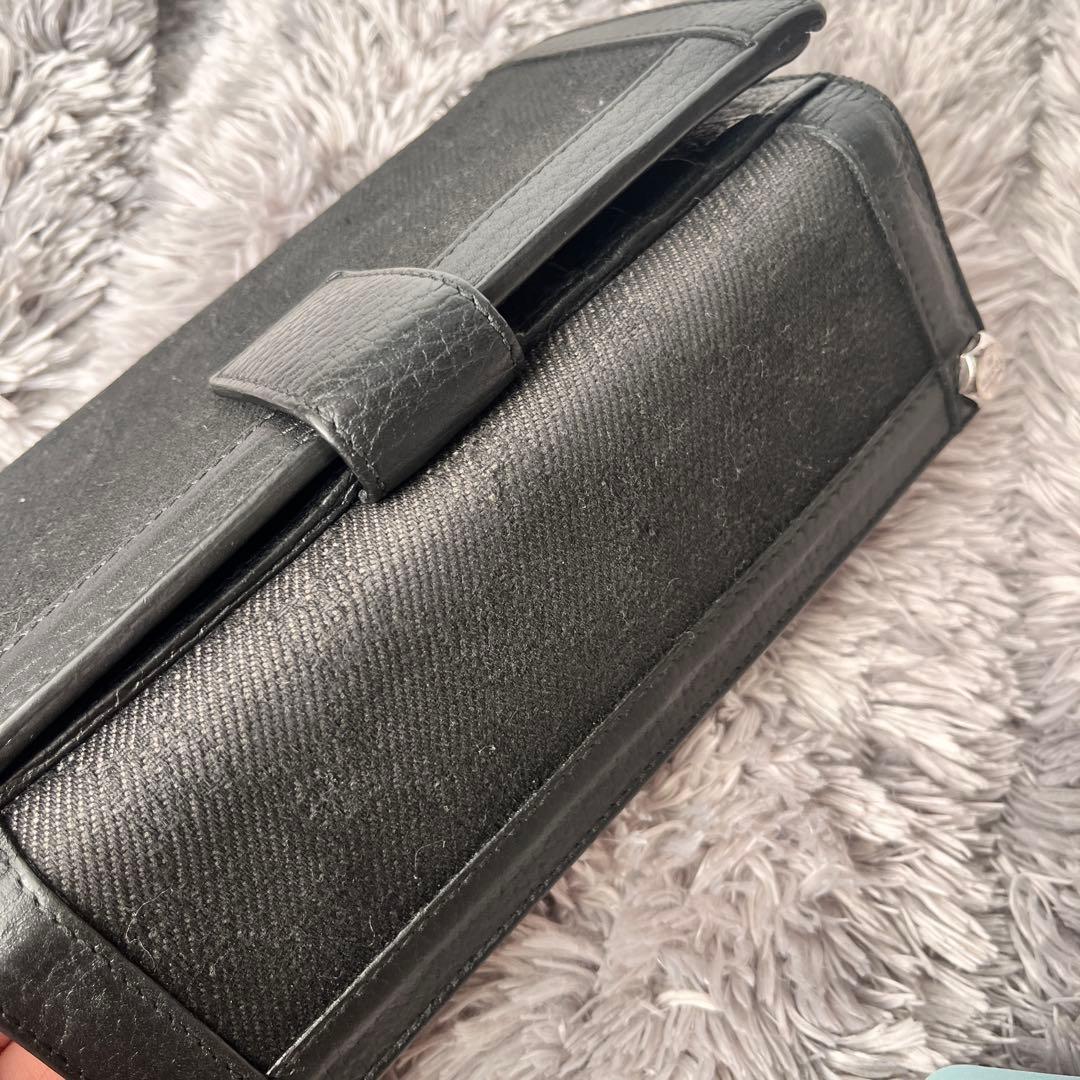 GUCCI✨GGキャンバス シルバーロゴ　Wホック ブラック　シボレザー　長財布