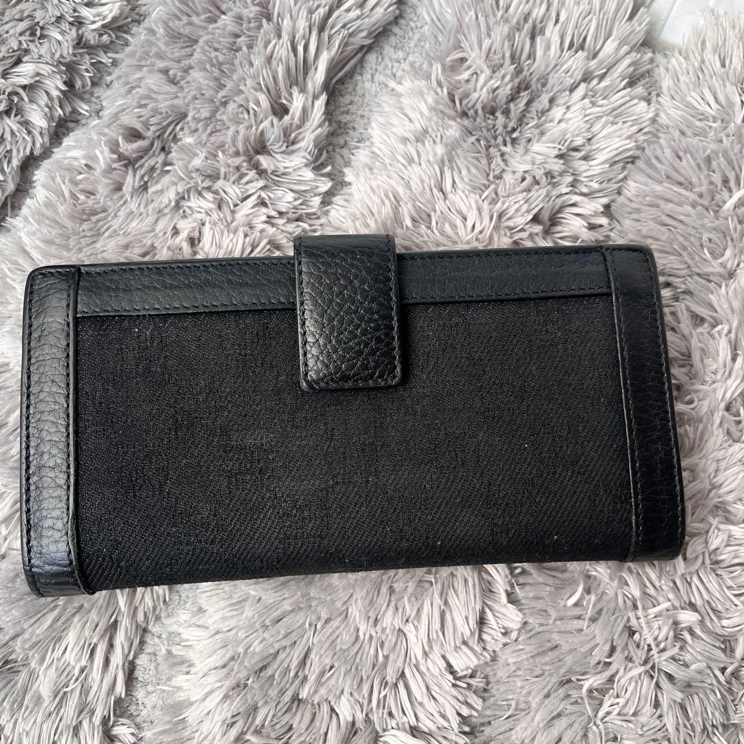GUCCI✨GGキャンバス シルバーロゴ　Wホック ブラック　シボレザー　長財布