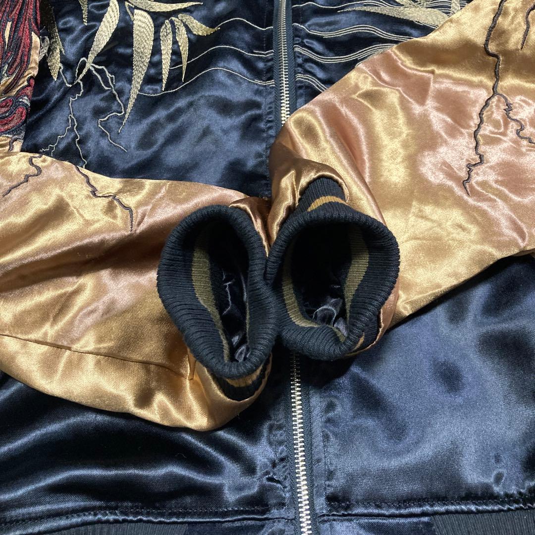 未使用タグ付き【絡繰魂・頂】四神と麒麟 総刺繍 別注 リバーシブルスカジャン M