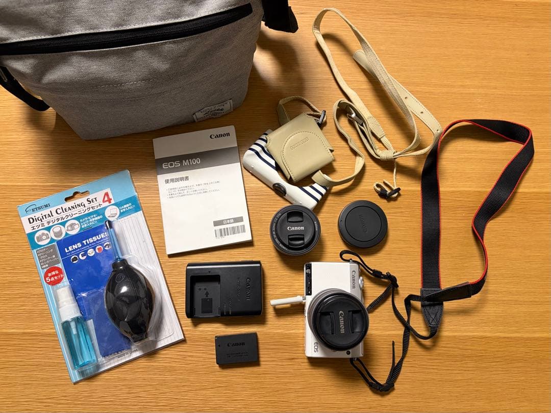 【みみ】CanonEOSM100 ホワイトダブルレンズキット付属品セット