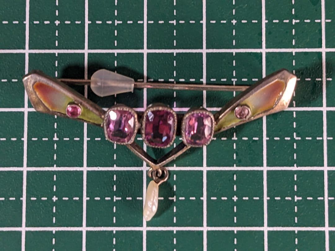 アンティーク　プリカジュールエナメル　アール・ヌーヴォー　ブローチ　お値下げ中