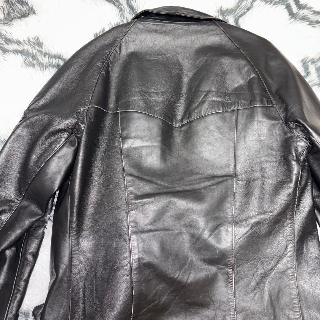90s イタリア警察　レザージャケット ブラック 激レア