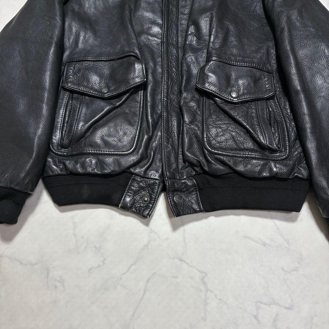 VINTAGE レザージャケット A-2 フライトジャケット ブラック (54)