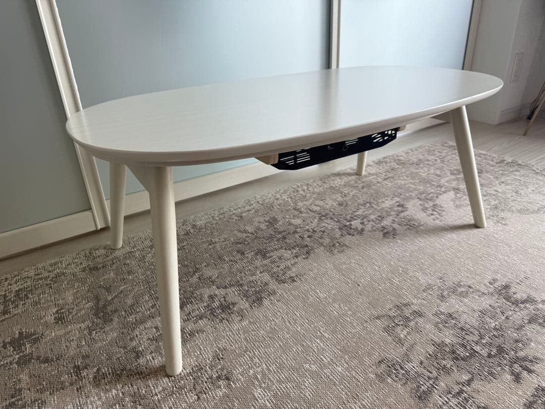 送料込み折脚楕円形カジュアルこたつ カルミナ950 ホワイト