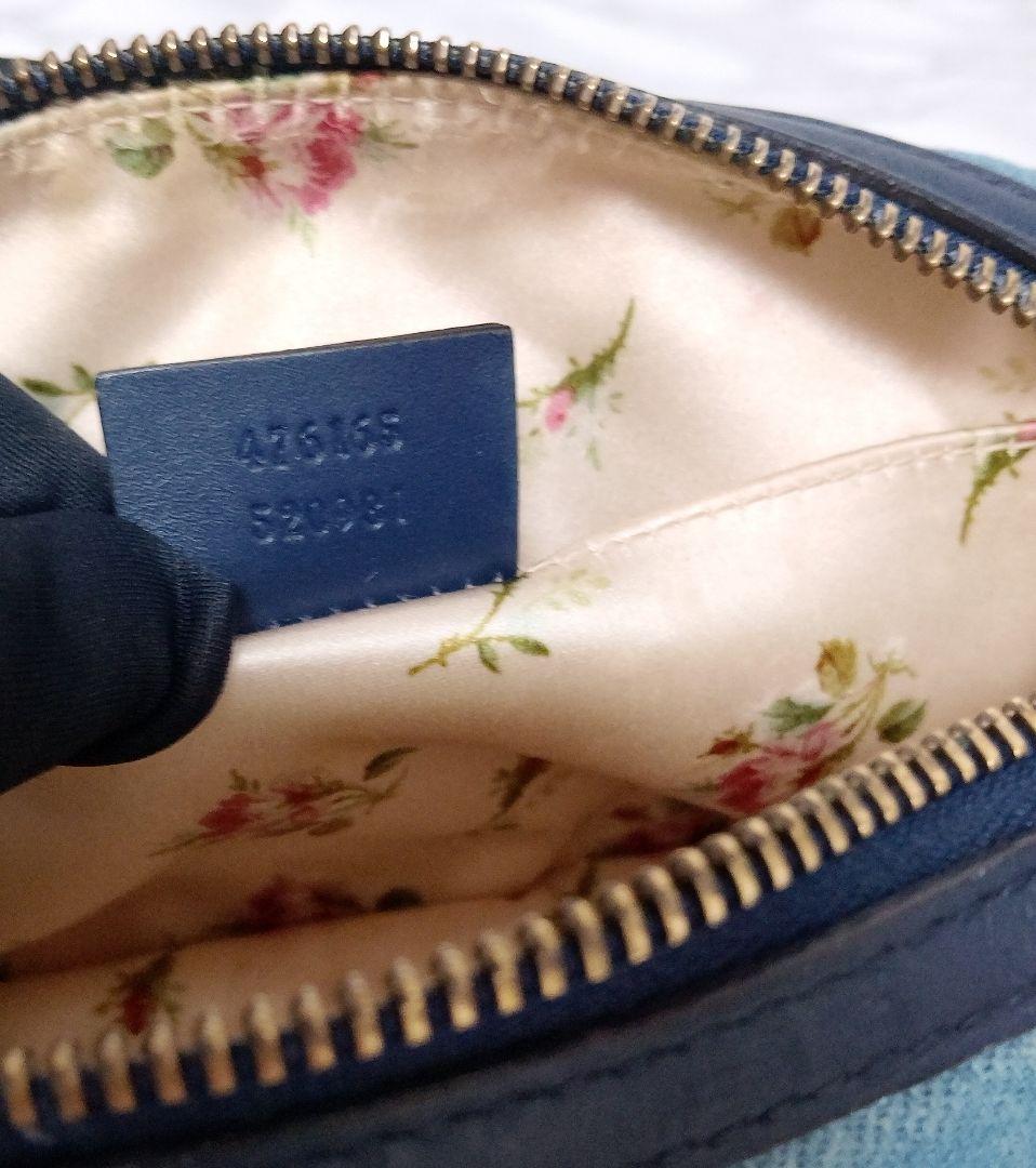 GUCCI グッチ GGマーモント デニム ポーチ パールロゴ