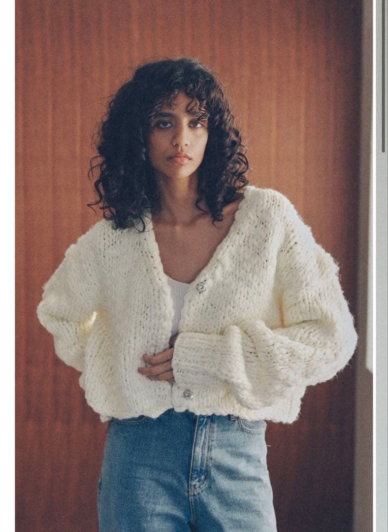 【タグ付新品】YOOU Big slab short cardigan ホワイト