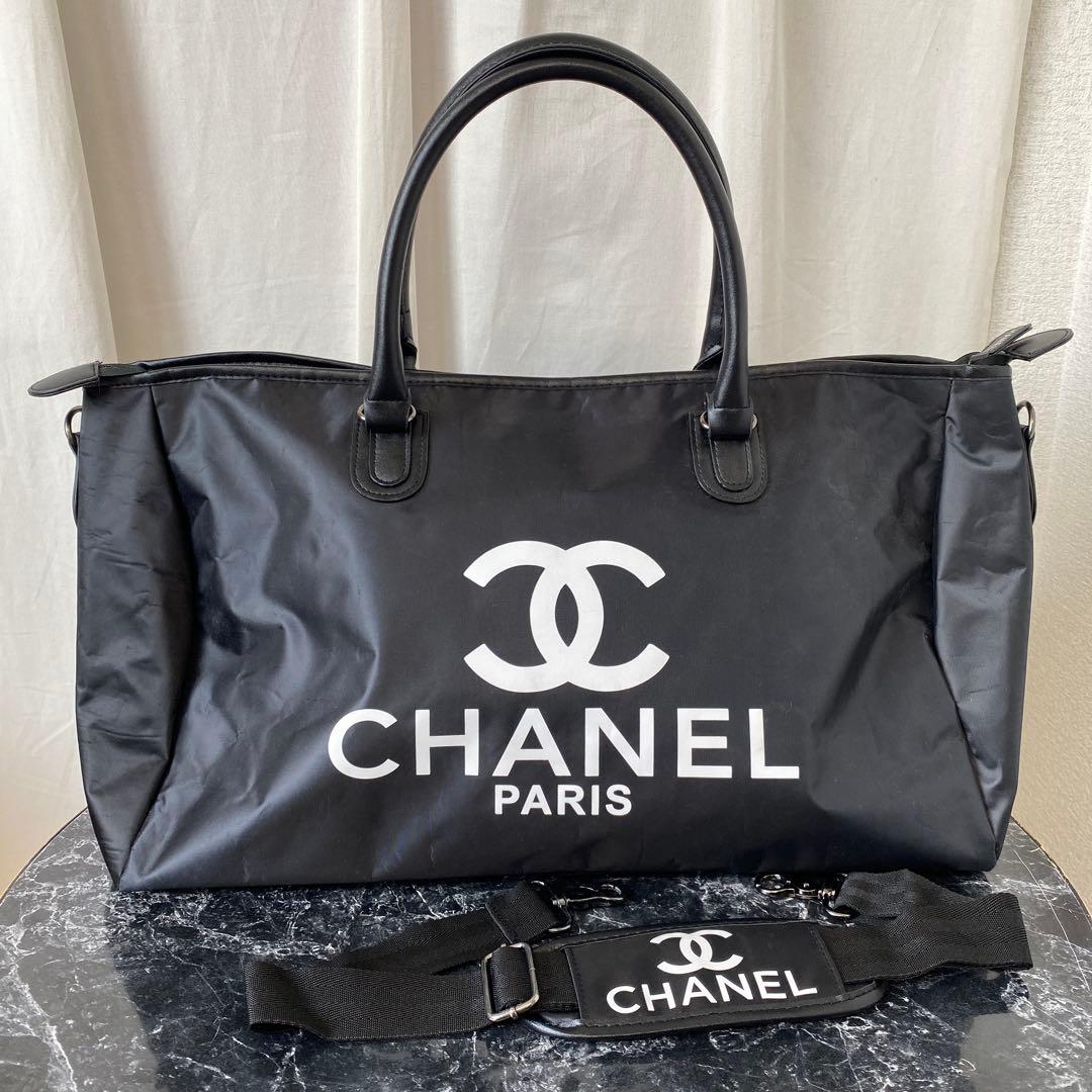 CHANEL シャネル ボストンバッグ ナイロン 黒 ノベルティ