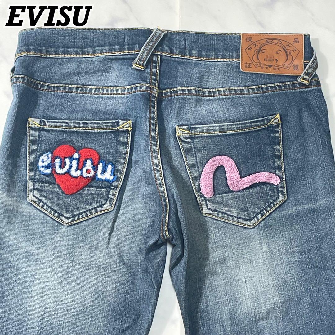 EVISU 刺繍ロゴ カモメ ハート ストレートデニムパンツ 恵比寿 25