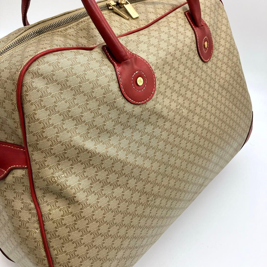 【CELINE】2wayバッグ　ボストンバッグ　マカダム柄　PVC レッド