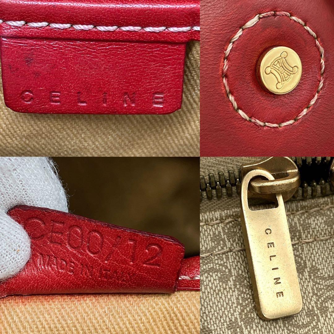 【CELINE】2wayバッグ　ボストンバッグ　マカダム柄　PVC レッド
