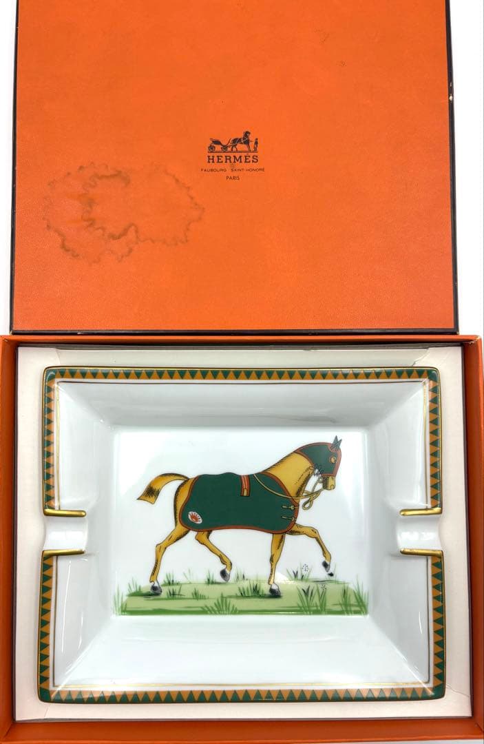 未使用保管品　HERMES エルメス 馬柄 灰皿 アッシュトレイ 箱付