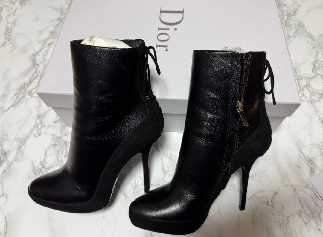 DIORディオール　レースアップ　ショートブーツ　ブーティ　レザー新品未使用