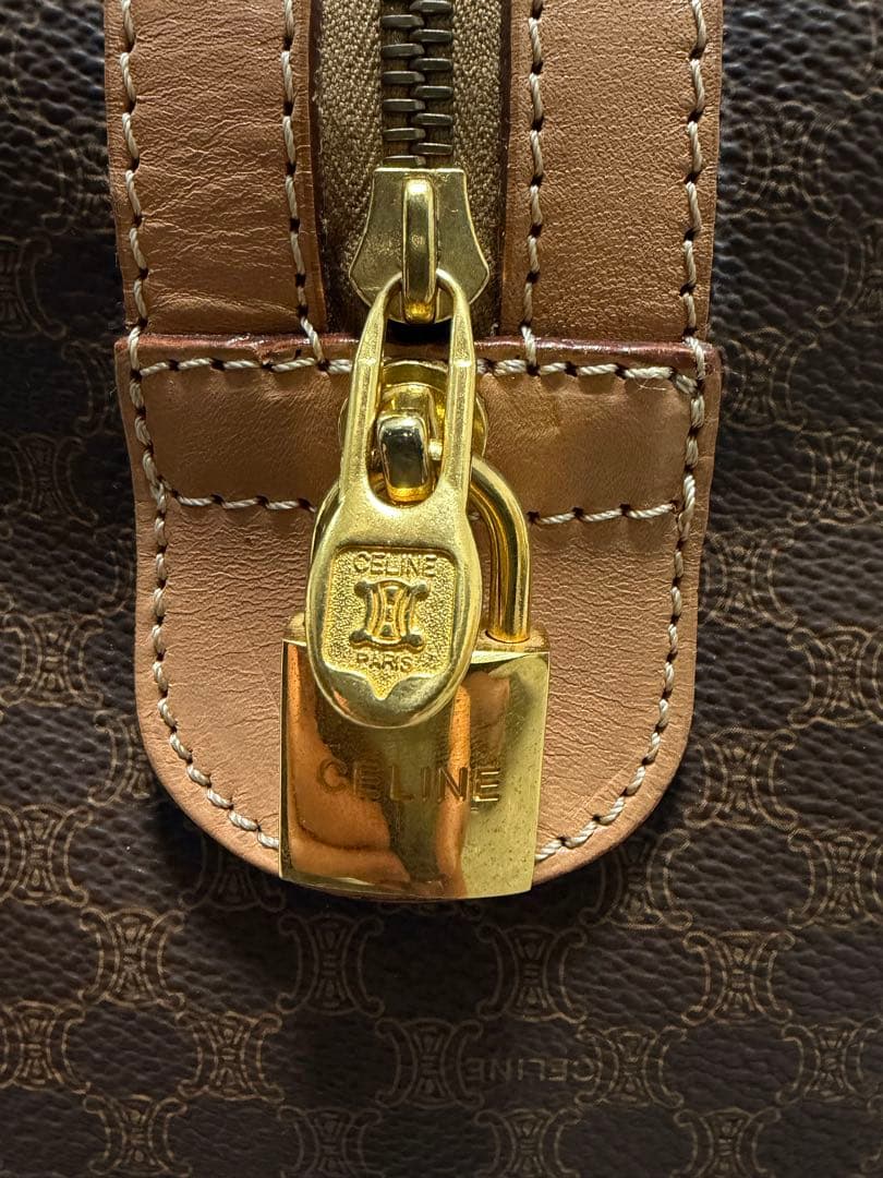 CELINE ボストンバッグ旅行バッグトラベル マカダムPVC/レザーブラウン