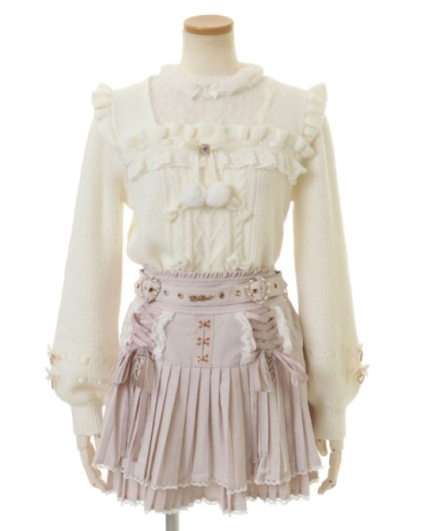 難あり モヘアタッチポンポンニット