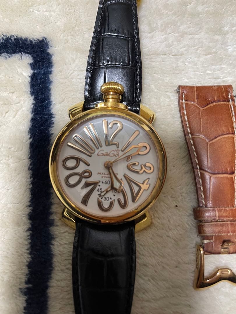 ジ*ー様 GaGa MILANO 手巻き時計 大きな数字　マニュアーレ　48mm