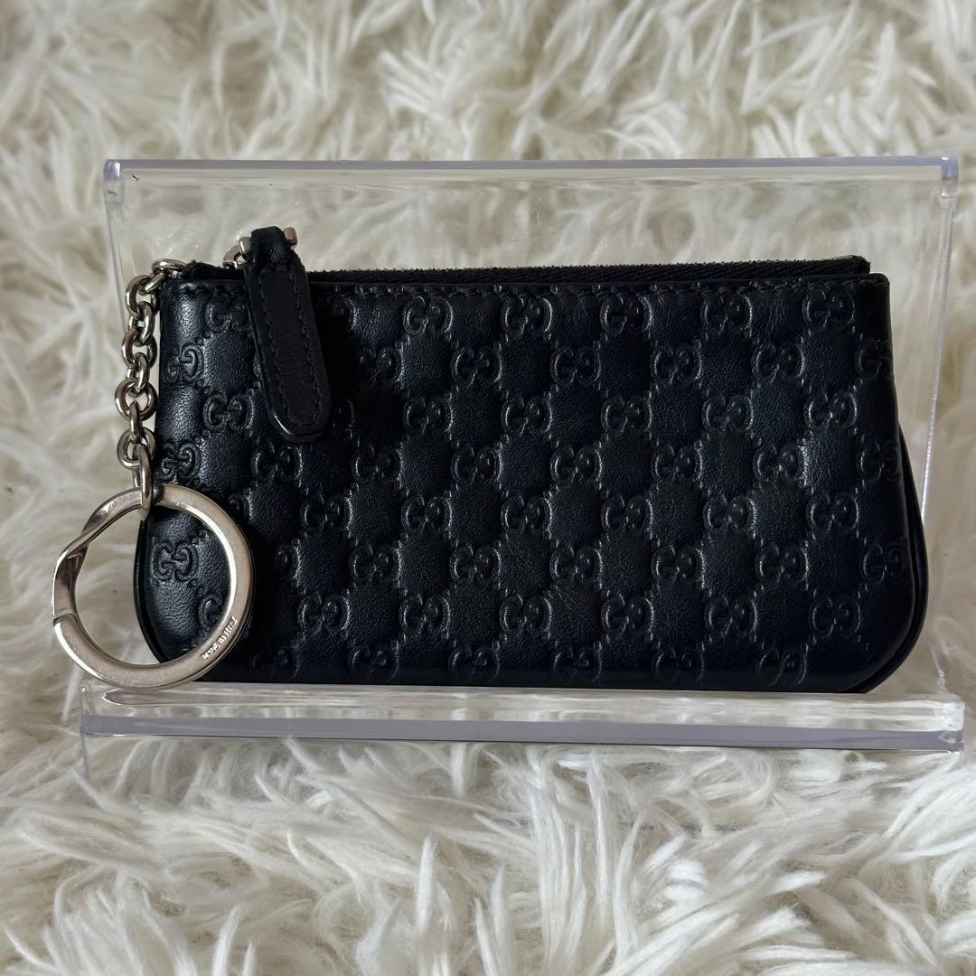 ✨️美品✨️ グッチ ケース マイクロシマ チェーン GG柄 レザー 黒
