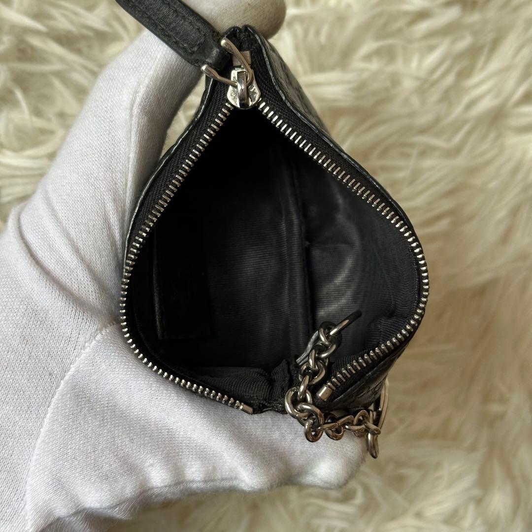 ✨️美品✨️ グッチ ケース マイクロシマ チェーン GG柄 レザー 黒