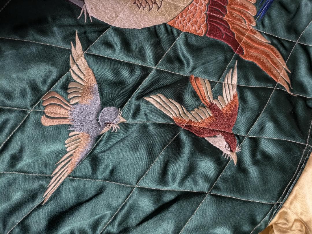 90s テーラー東洋スカジャン M品番 虎x鷲 リバーシブル Mサイズ虎刺繍